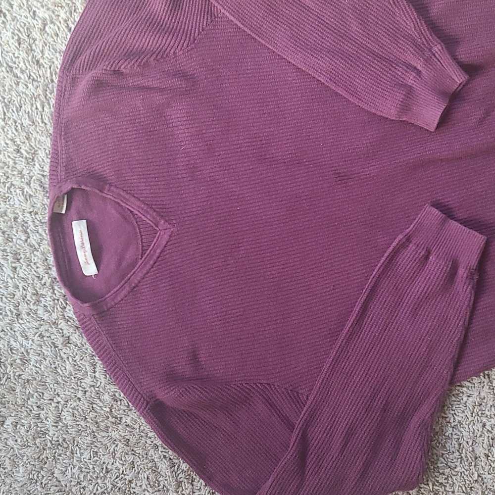 Tommy Bahama Sweater V-Neck Maroon Pullover Mens XL Cotton